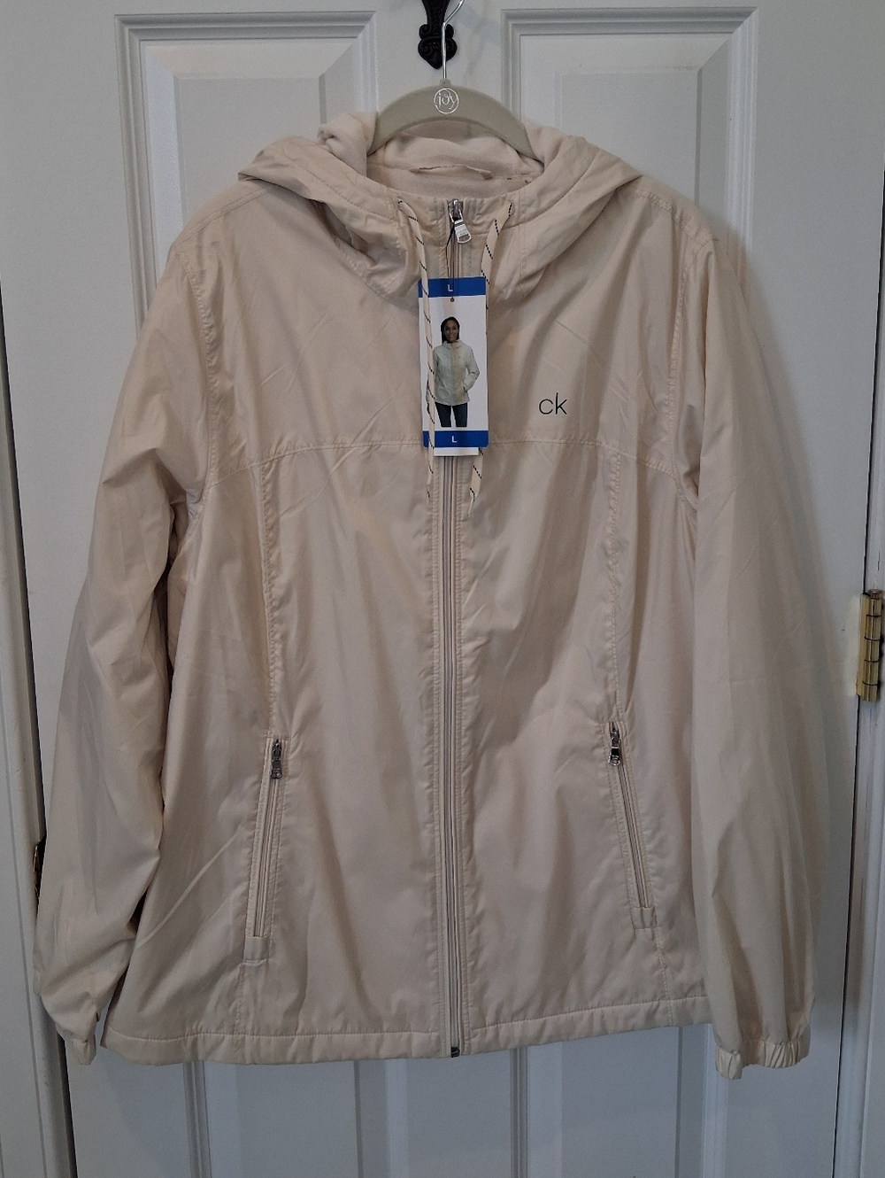 Calvin Klein Cream Hooded Lightweight Windbreaker Jacket